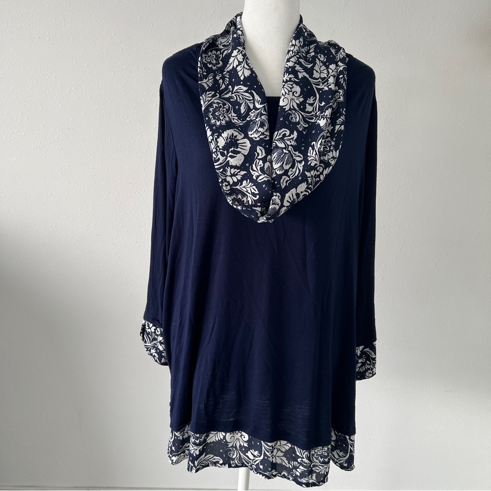 Kim Rogers size 2x plus size long sleeve faux infinity scarf EUC